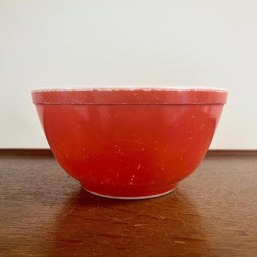 Vintage Pyrex Nesting Bowl, Original T.M. Reg. Primary Set Red, 402, MCM Retro Kitchen 