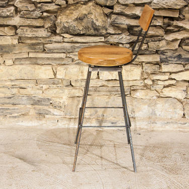 Free Shipping - The Sully - Reclaimed Wood and Industrial Rebar Swivel Bar Stools 
