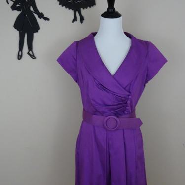 Vintage 1980's Does 1950's Julian Taylor Dress  / 80s Purple Day Dress M  tr 