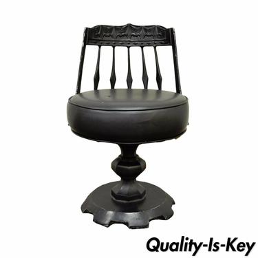 Vintage Kessler Art Deco Style Black Cast Aluminum Swivel Vanity Club Chair B
