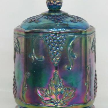 Indiana Harvest Grape Style Carnival Glass Biscuit Cookie Jar with Lid 2429B