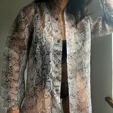 vintage raw silk reptile print minimalist overblouse duster topper 
