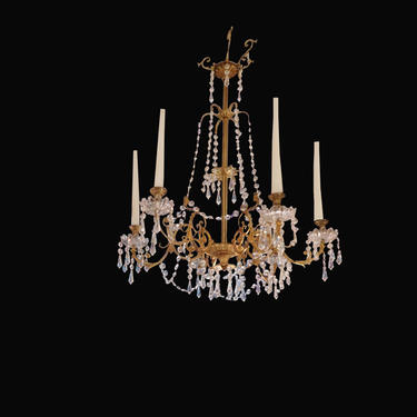 French Gold And Crystal Candle Chandelier