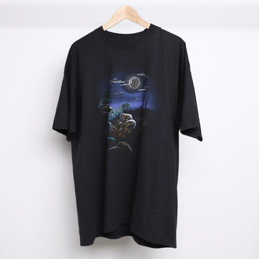 vintage 1990s Lizard REPTILE black vintage t-shirt FULL Moon ARIZONA desert dwellers shirt -- size extra large 
