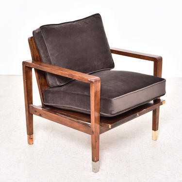 Chocolate Sleek Vintage Brown Velvet Lounge Chair