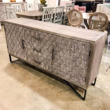 Milo Carved Wood Gray Sideboard