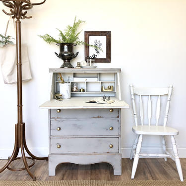 Antique Folding Desk with Drawers - Farmhouse Furniture 