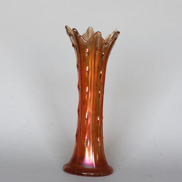 vintage marigold dugan target swung glass vase carnival glass 
