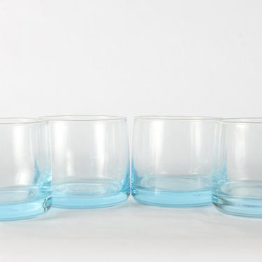 Vintage Lite Blue Whiskey Glassware, Vintage, Blue Glassware, Vintage Glassware, Whiskey Glassware, Lowball, Vintage, Hand Blown, Set of 4 