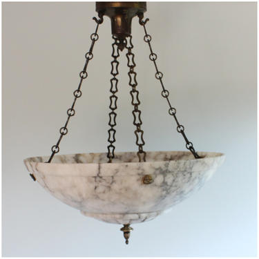 DIY112 Vintage Carved Alabaster Bowl Light, Hanging Ceiling Light, Chandelier, Lamp 