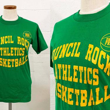 Vintage T-Shirt 90s Basketball Jersey Single Stitch Short Sleeve Green Tee Shirt Yellow Drug Free Fruit of the Loom Best 1990s y2k 00s Small 
