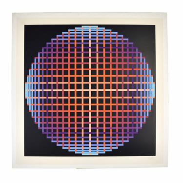 Jean-Pierre Yvaral Vasarely “YR 9 C” Signed L/E Op Art Lithograph Sphere Graph 