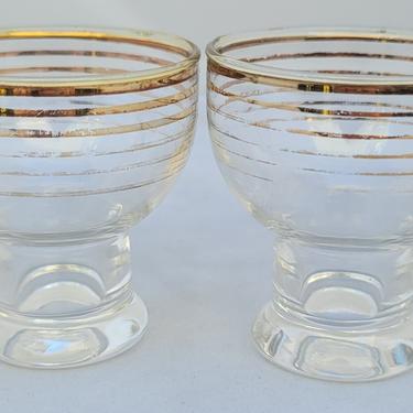 Vintage Petite Gold-Striped Cordial Apertif Glasses