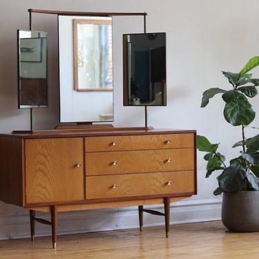 Mid Century Danish Modern Two-Tone Vanity Dressing Table 