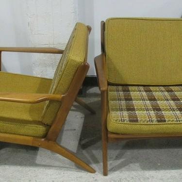 PAIR ADRIAN PEARSALL STYLE SPINDLE BACK LOUNGE CHAIRS danish modern arm