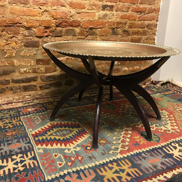 Asian Brass Tray Spider Legs Folding Coffee Table 