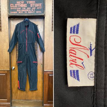 Vintage 1980’s Black & Red New Wave Parachute Jumpsuit Coveralls, Vintage 1980’s Jumpsuit, New Wave Jumpsuit, Parachute Coveralls, Workwear by VintageOnHollywood
