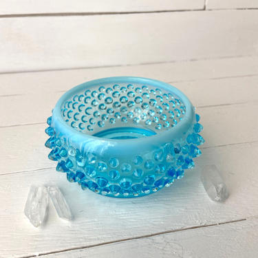 Vintage Fenton Blue Opalescent Hobnail Trinket Dish | Ring Dish, Catch All, Trinket Tray | Chic Dish For Vanity, Bathroom, Jewelry Dish 