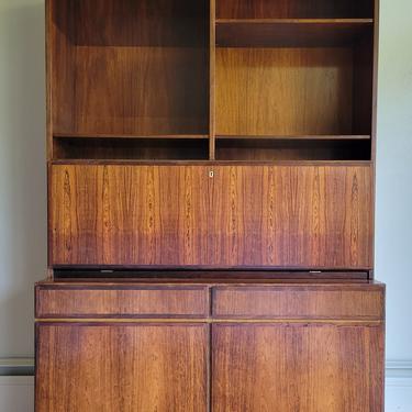 Mid Century Danish Modern Rosewood Secretary Desk or Cabinet Bookcase 