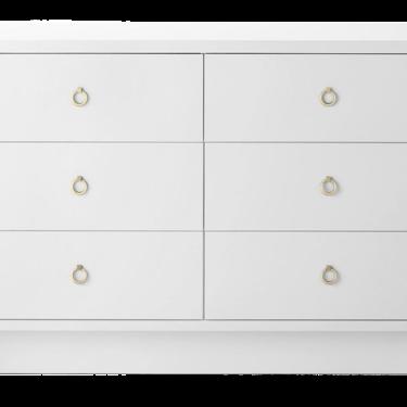 Bungalow 5 White Grasscloth Finished Large 6-Drawer Bryant Dresser
