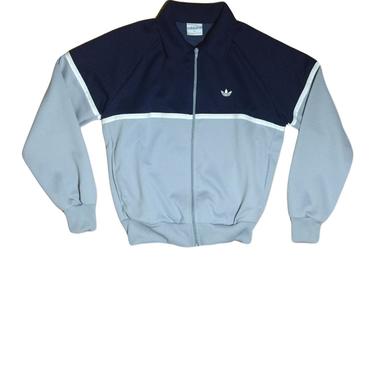 90s ADIDAS Trefoil Navy, Grey, and White Zip Jacket // Adidas Jacket  // Size Large 