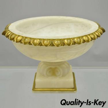Antique French Carved Alabaster Large Urn Table Centerpiece Center Fruit Bowl