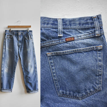 Vintage Rustler Jeans / Vintage Broken In Jeans / Vintage Workwear Jeans Small / Mens Small Jeans / Workwear Pants 34 / Rustler Jeans 34 