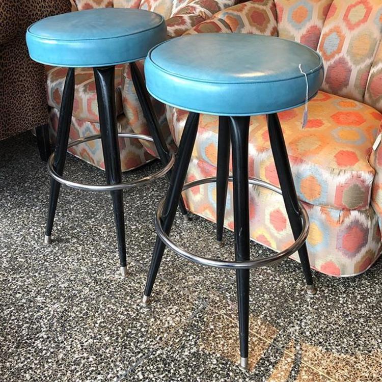                   Blue mcm bar stools