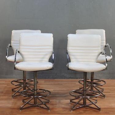 Cal-Style Mfg. Co. White Vinyl and Chrome Bar Stools – ONLINE ONLY