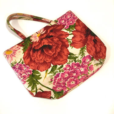 vintage 1960s floral tote - MARGARET SMITH handbag 