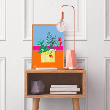 ORANGE FLOWER DECOR | Art Print | Home office wall art 
