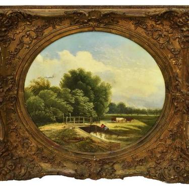 Antique Painting, Landscape, Framed Pastoral, Faintly Signed, Gorgeous!!