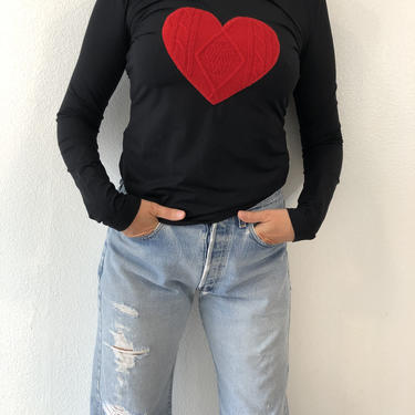 Vintage Moschino Jeans Warm Hearted Black Long Sleeve Top 
