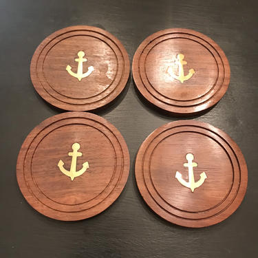 Great set of four brass anchor coasters 