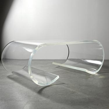 Vintage Lucite Scroll Coffee Table Karl Springer Style 1970s 