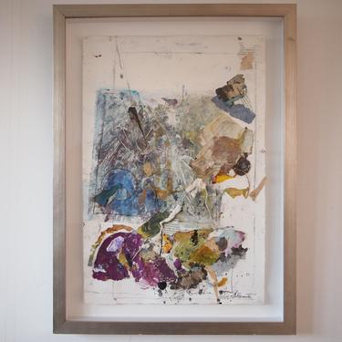 Original Joan GOLDSMITH ABSTRACT COLLAGE 27x20&amp;quot; Mixed Media Watercolor, Expressionist Mid-Century Modern Art eames knoll era 