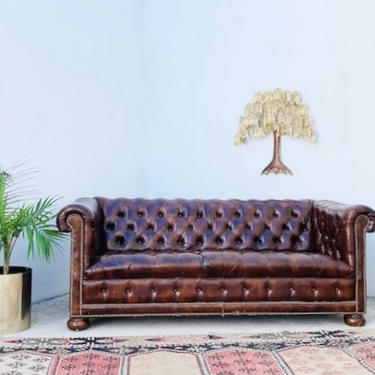 Brown Tufted Chesterfield Couch