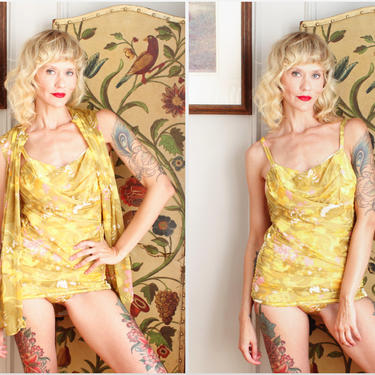 1960s Swimsuit // Golden Sun Cole of California Swimsuit & Cover Up // vintage 60s bathing suit 