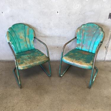 Pair of Vintage Shellback Steel Motel Chairs