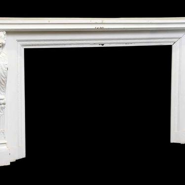 Beautifully Carved White Wood Griffin Mantel