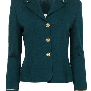St. John - Emerald Green Knit Blazer w/ Gold Chain & Buttons Sz 4