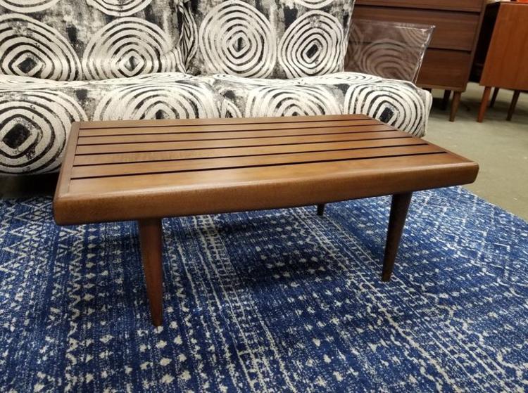                   Mid-Century Modern slat bench / coffee table