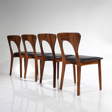 RARE Peter Chairs by Niels Koefoed in Rosewood and Leather - Set of 4 Mid Century Danish Modern Dining Chair 