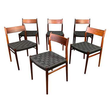 Set of Six Vintage Mid Century Danish Modern Rosewood Dining Chairs Model #418 by Arne Vodder for Sibast 
