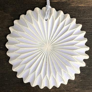 Modern Ceramic Pinwheel Ornament, Ceramic Wall Hanging, Pale Lavender 