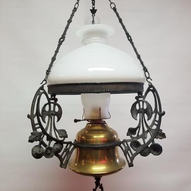 Vintage Hanging Oil Lamp (Converted to Electric)