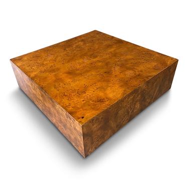 Olivewood Burl Square Cocktail Table in the Style of Milo Baughman Mid Century
