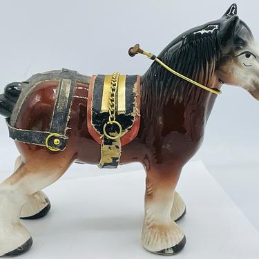 Rare Vintage Budweiser Clydesdale horse with Harness  from the 1950s- Bar Collectible 