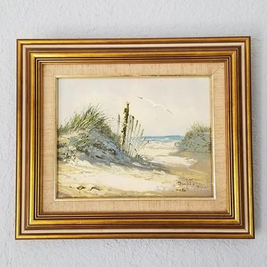 1970s Dennis Florida Seascape Oil on Canvas Painting 