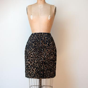 1990s Beaded Leopard Print Skirt | Todd Oldham FALL 1992 